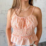 Gingham Smocked Cami Top