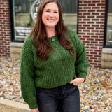 Green Boucle Button Cardigan
