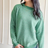 Green Stripe Lightweight Knit Sweater