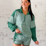 Green Stripe Quarter-Zip Set