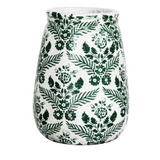 Green Transferware Terra-Cotta Planter Vase