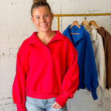Half Button Popover Sweatshirt