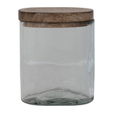 Hand-Blown Glass Jar with Mango Wood Lid — 14 oz