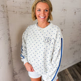 Heather Gray USA Polka Dot Crewneck Sweatshirt