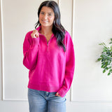 Hot Pink Quarter Zip Knit Pullover