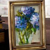 Hydrangea Oil Painting Print | Gold Beaded Frame | 4x6