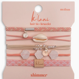 Shimmer Shell Hair Tie Bracelet Set