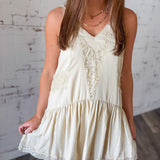 Lace Detail Tiered Mini Dress