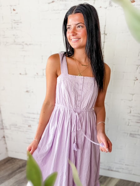 Lavender Tassel Tie Midi Dress | Real Deals Ankeny – Ankeny