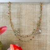 Layered Confetti Bead Gold Chain Necklace