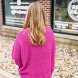 Magenta Waffle Knit Crewneck Sweater