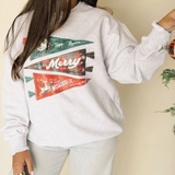 Merry Christmas Pennant Comfort Colors Sweatshirt
