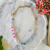 Multi Color Beaded Chain Necklace