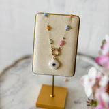 Multicolor Bead Diamond Pendant Necklace