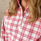 Natalie Collar Half-Zip Plaid Pullover