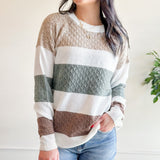 Neutral Stripe Textured Knit Sweater