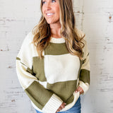 Olive Color Block Sweater