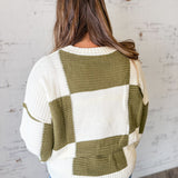 Olive Color Block Sweater