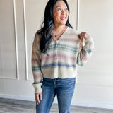 Pastel Stripe Button Front Cardigan