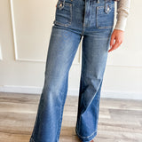 Patch Pocket Wide Leg Jeans