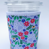 Floral Paw Prints Iced Coffee Sleeve