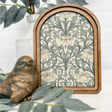 Arch Top Blue Cream Floral Framed Art