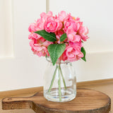 Pink Floral Glass Jar Arrangement -- 6.5"