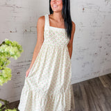 Floral Square Neck Smocked Maxi Dress