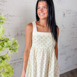 Floral Square Neck Smocked Maxi Dress