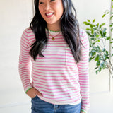 Pink Stripe Knit Sweater Top