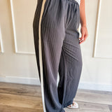 Pinstripe Side Stripe Wide Leg Pants
