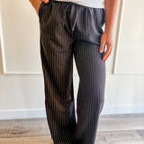 Pinstripe Side Stripe Wide Leg Pants