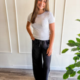 Pinstripe Side Stripe Wide Leg Pants
