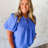 Pintuck Puff Sleeve Top