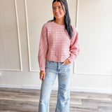 Pointelle Crochet-Knit Sweater