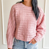 Pointelle Crochet-Knit Sweater