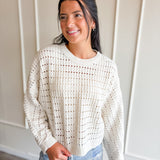 Pointelle Crochet-Knit Sweater
