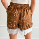 Polka Dot Lace Trim Shorts