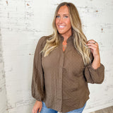 Polka Dot Ruffled Collar Blouse