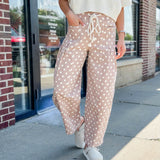 Polka Dot Drawstring Barrel Jeans