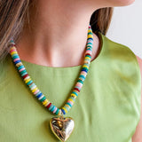Puffy Heart Rainbow Necklace