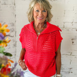 Quarter Zip Crochet Vest