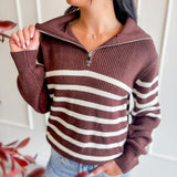 Quarter-Zip Striped Sweater