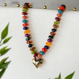 Rainbow Heart Beaded Necklace