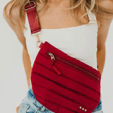 Red Quilted Puffer Sling Bag