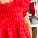 Red Ruffle Sleeve Top