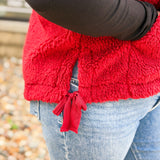 Red Sherpa Snap Vest