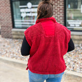 Red Sherpa Snap Vest