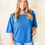 Relaxed Short Sleeve Sweater Top