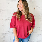 Relaxed Short Sleeve Sweater Top